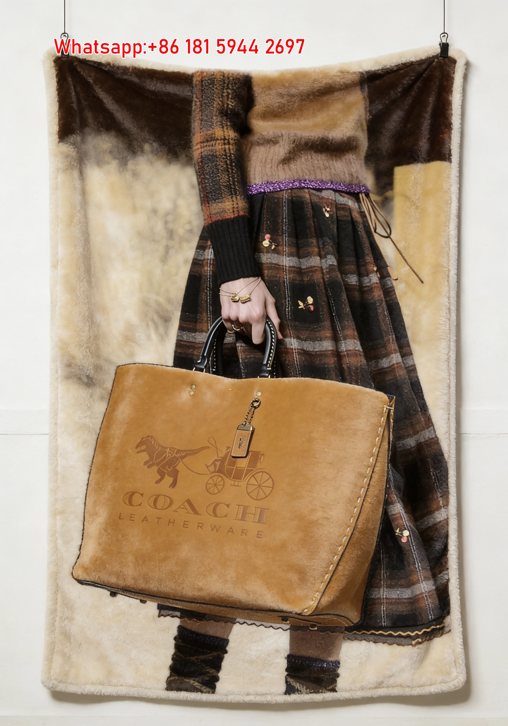 Coach Dinosaur Carriage Tote Print Flannel Sofa Throw Blanket C236